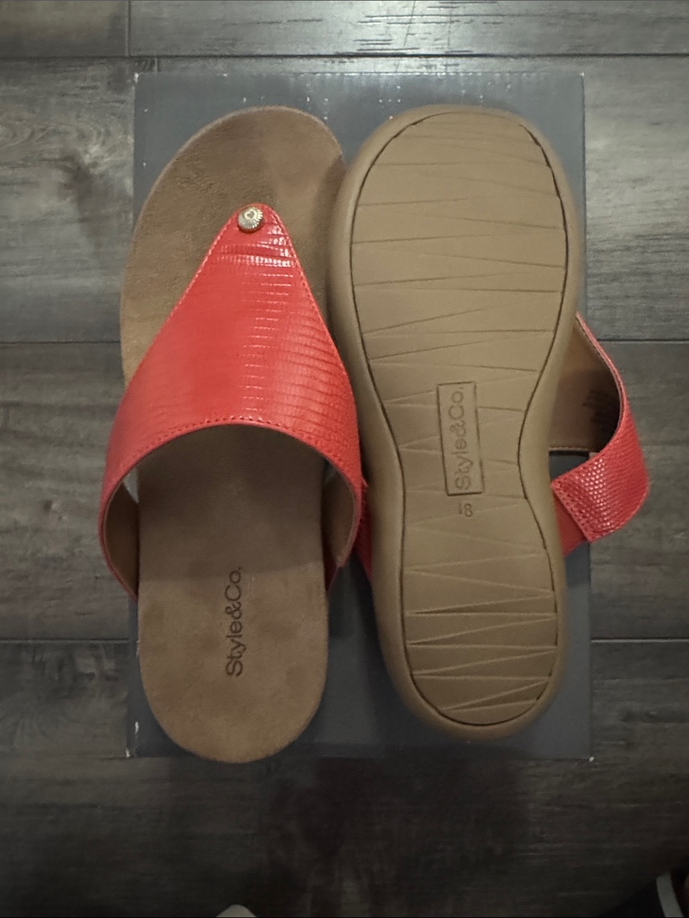 Style & Co. Women's Red Orange Slide Sandals
